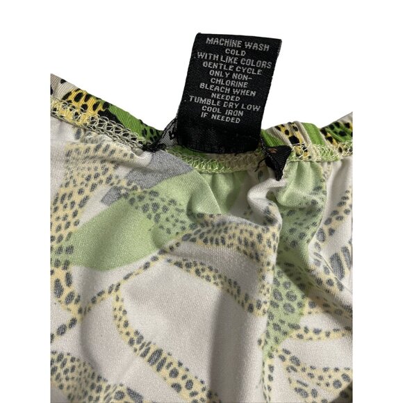 Robert Louis Women's Cold Shoulder Blouse Top Size Small Beige Tropical Print - Picture 10 of 11